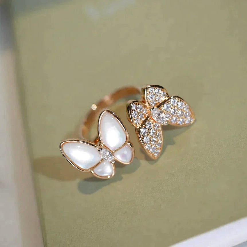 [Shinejoy]TWIN BUTTERFLY DIAMOND MOP RING