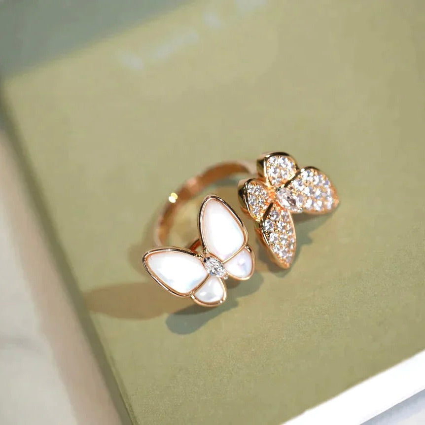 [Shinejoy]TWIN BUTTERFLY DIAMOND MOP RING