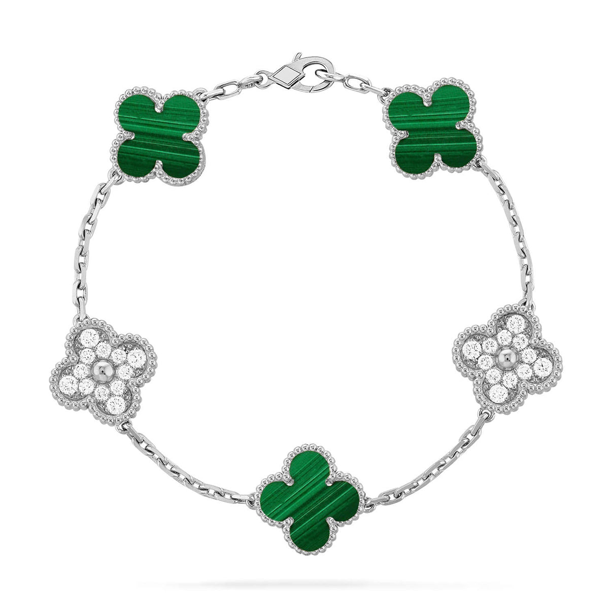 [⭐Shinejoy] CLOVER 5 MOTIF MALACHITE BRACELET COLLECTION