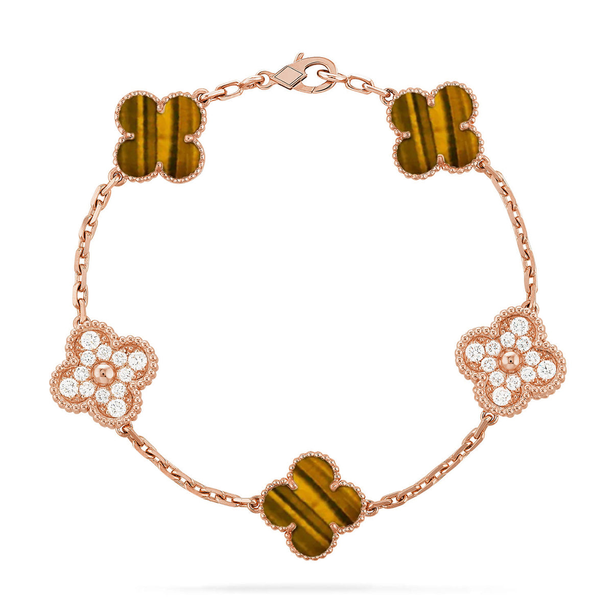 [⭐Shinejoy] CLOVER 5 MOTIFS TIGER EYE BRACELET COLLECTION