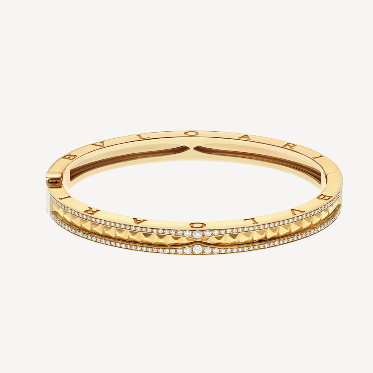 [Shinejoy]ZERO 1 SPIRAL AND PAVED DIAMOND GOLD BRACELET