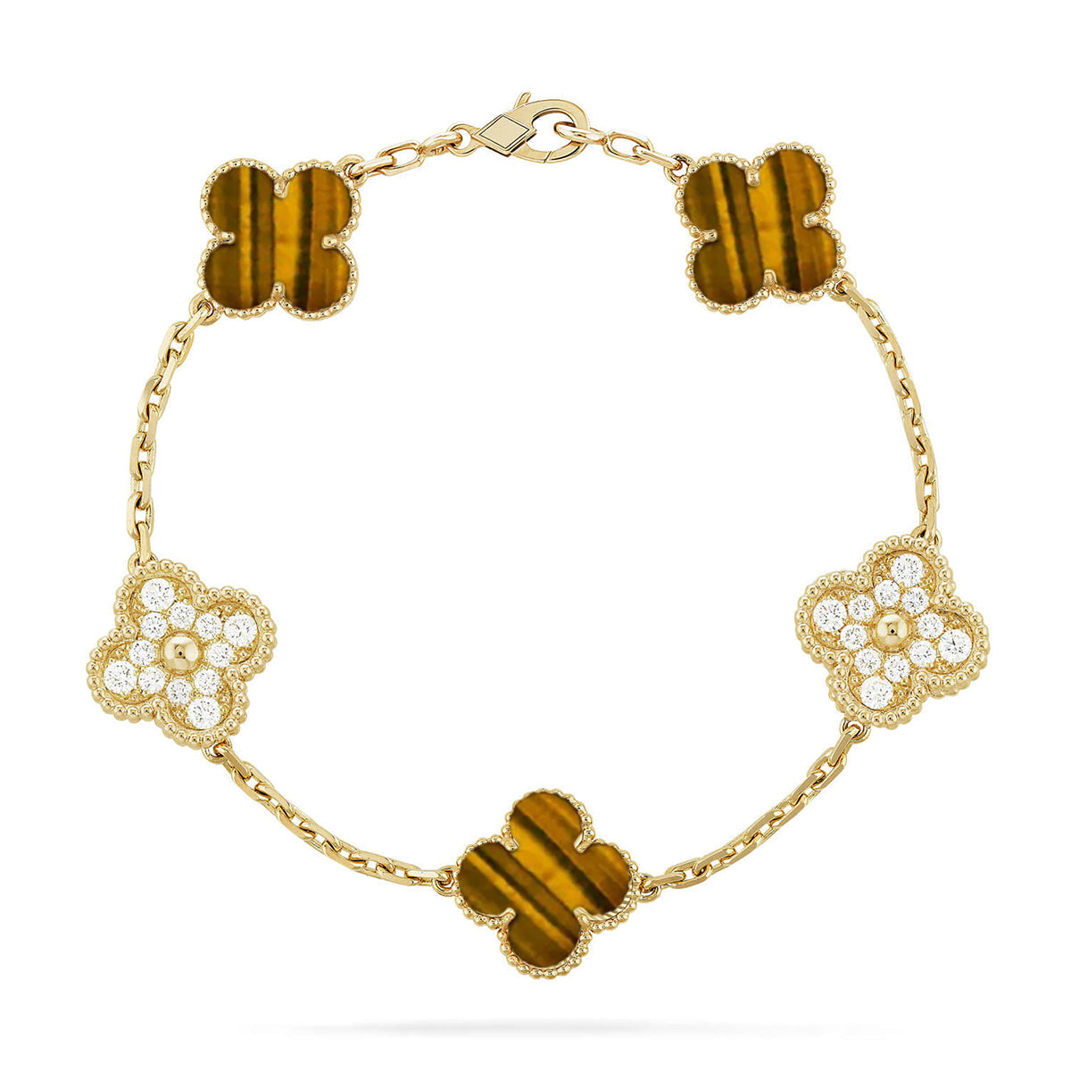 [⭐Shinejoy] CLOVER 5 MOTIFS TIGER EYE BRACELET COLLECTION