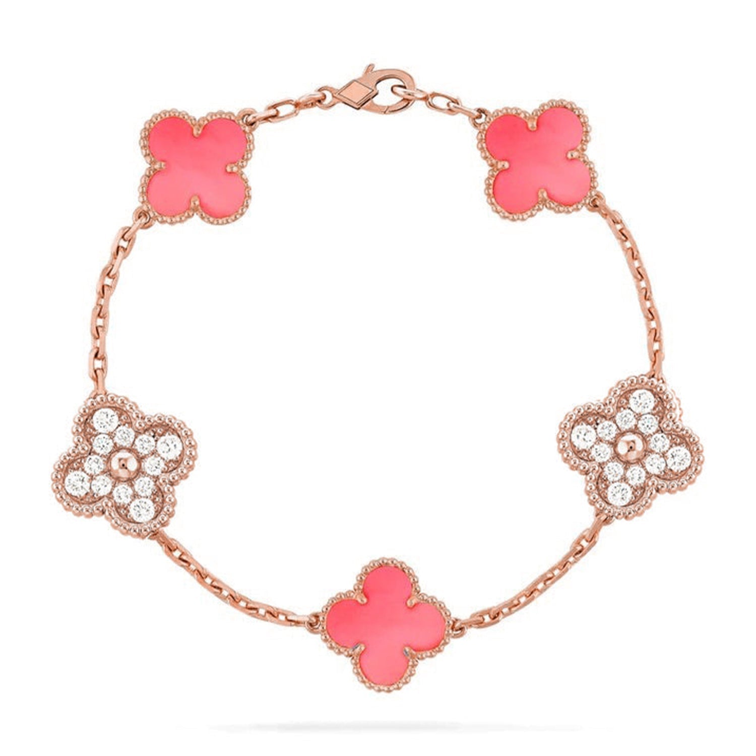 [⭐Shinejoy] CLOVER 5 MOTIFS  PINK MOP BRACELET COLLECTION