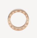[Shinejoy]ZERO 1 TWO-BAND LOOPS AND WHITE CERAMIC SPIRAL PINK GOLD RING