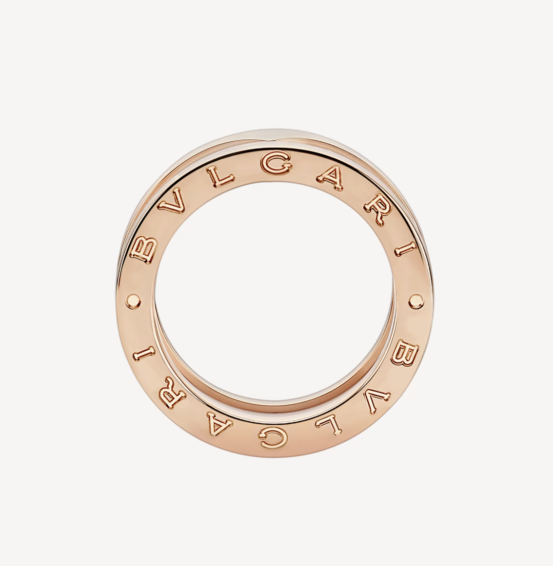 [Shinejoy]ZERO 1 TWO-BAND LOOPS AND WHITE CERAMIC SPIRAL PINK GOLD RING