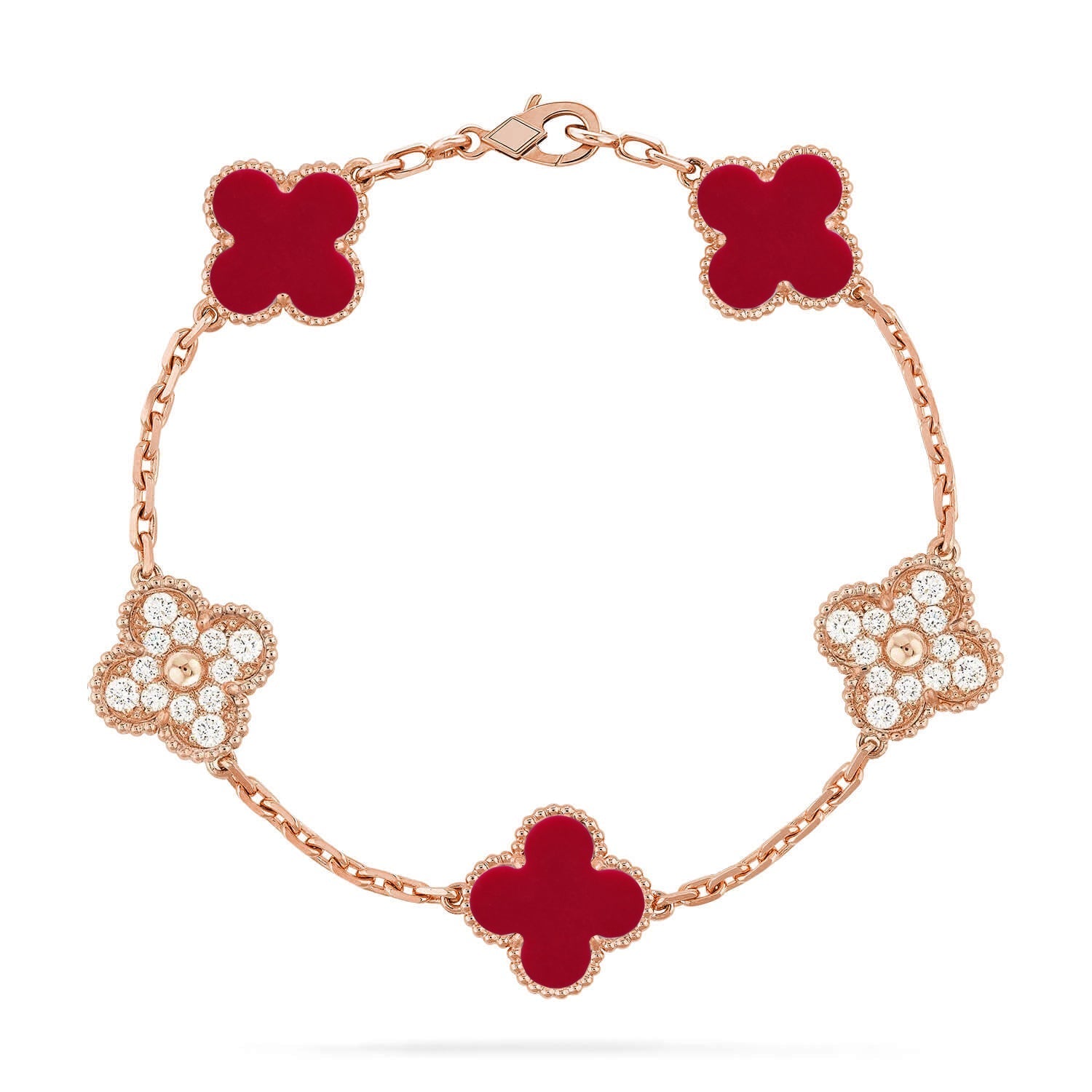 [⭐Shinejoy] CLOVER 5 MOTIF RED CORNELIAN BRACELET COLLECTION