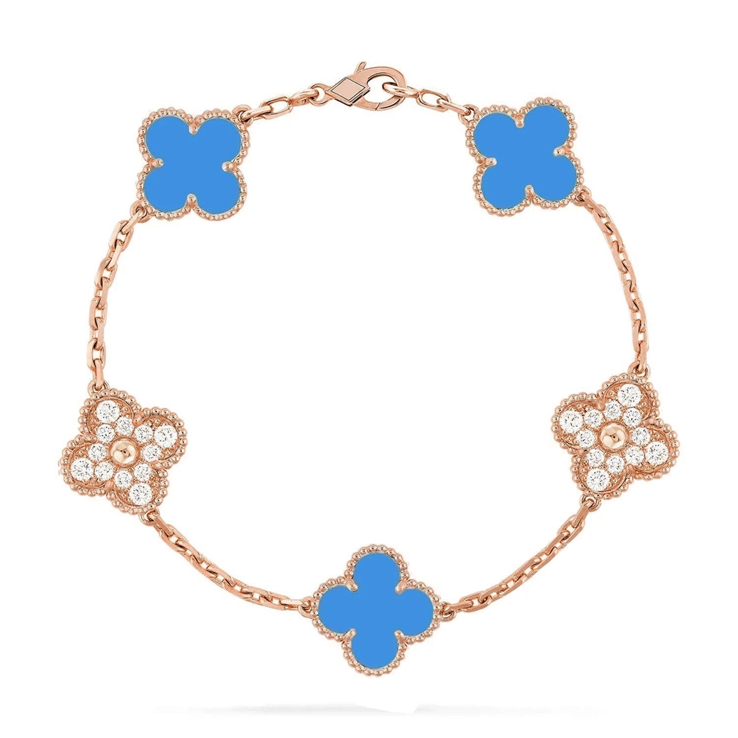 [⭐Shinejoy] CLOVER 5 MOTIF BLUE AGATE BRACELET COLLECTION