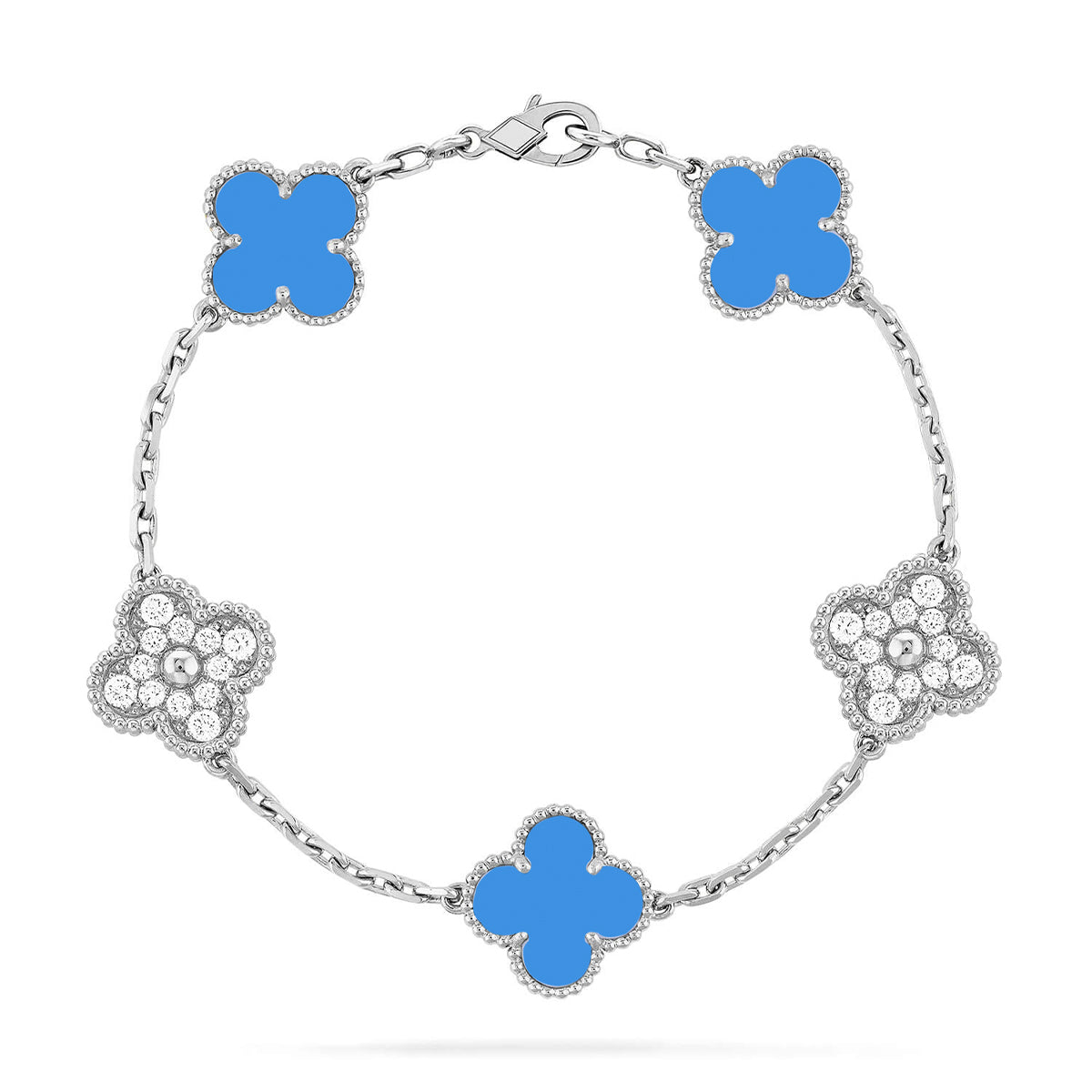 [⭐Shinejoy] CLOVER 5 MOTIF BLUE AGATE BRACELET COLLECTION