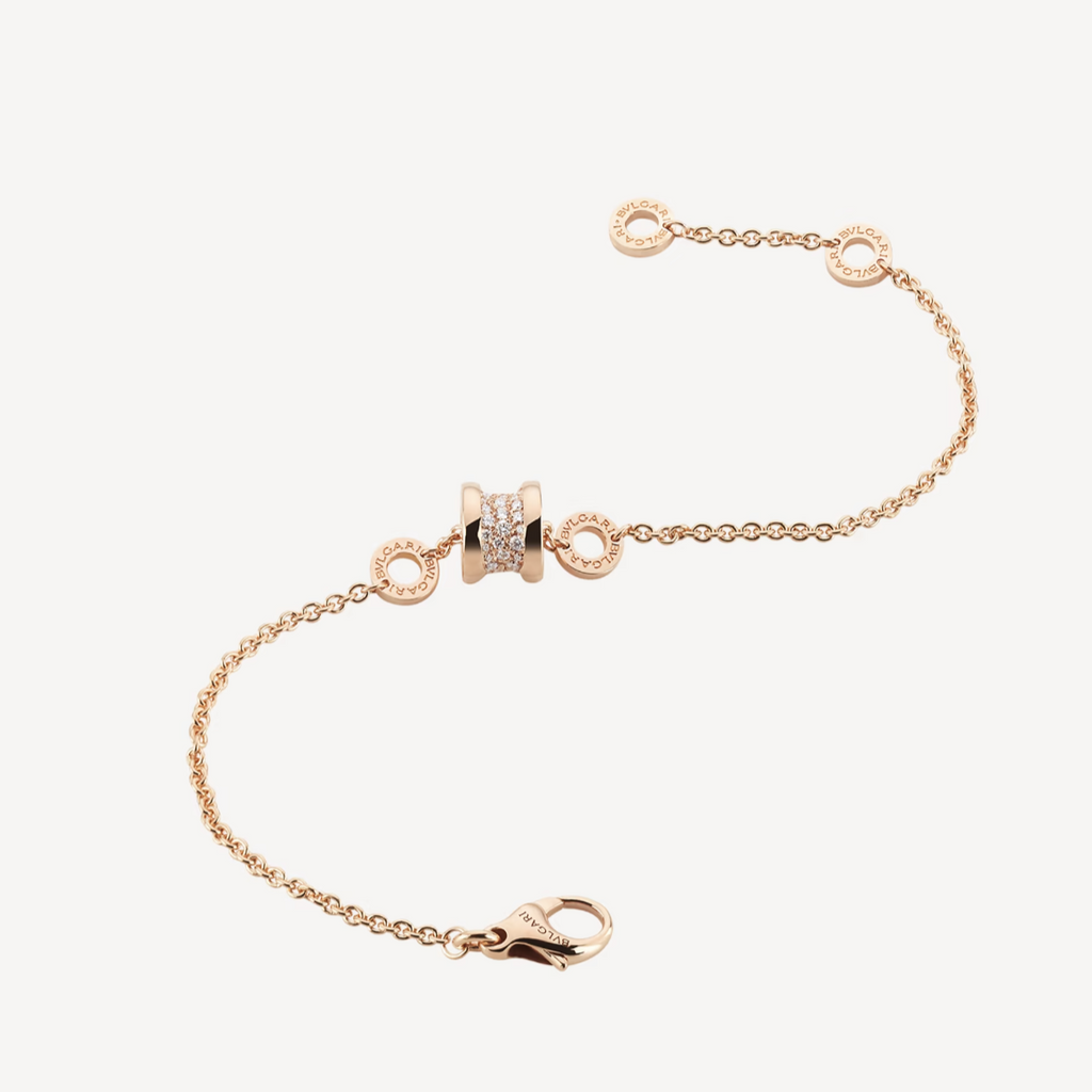 [Shinejoy] ZERO 1 ROSE DOUX OR AVEC BRACELET SPIRALE PAVÉ DE DIAMANTS