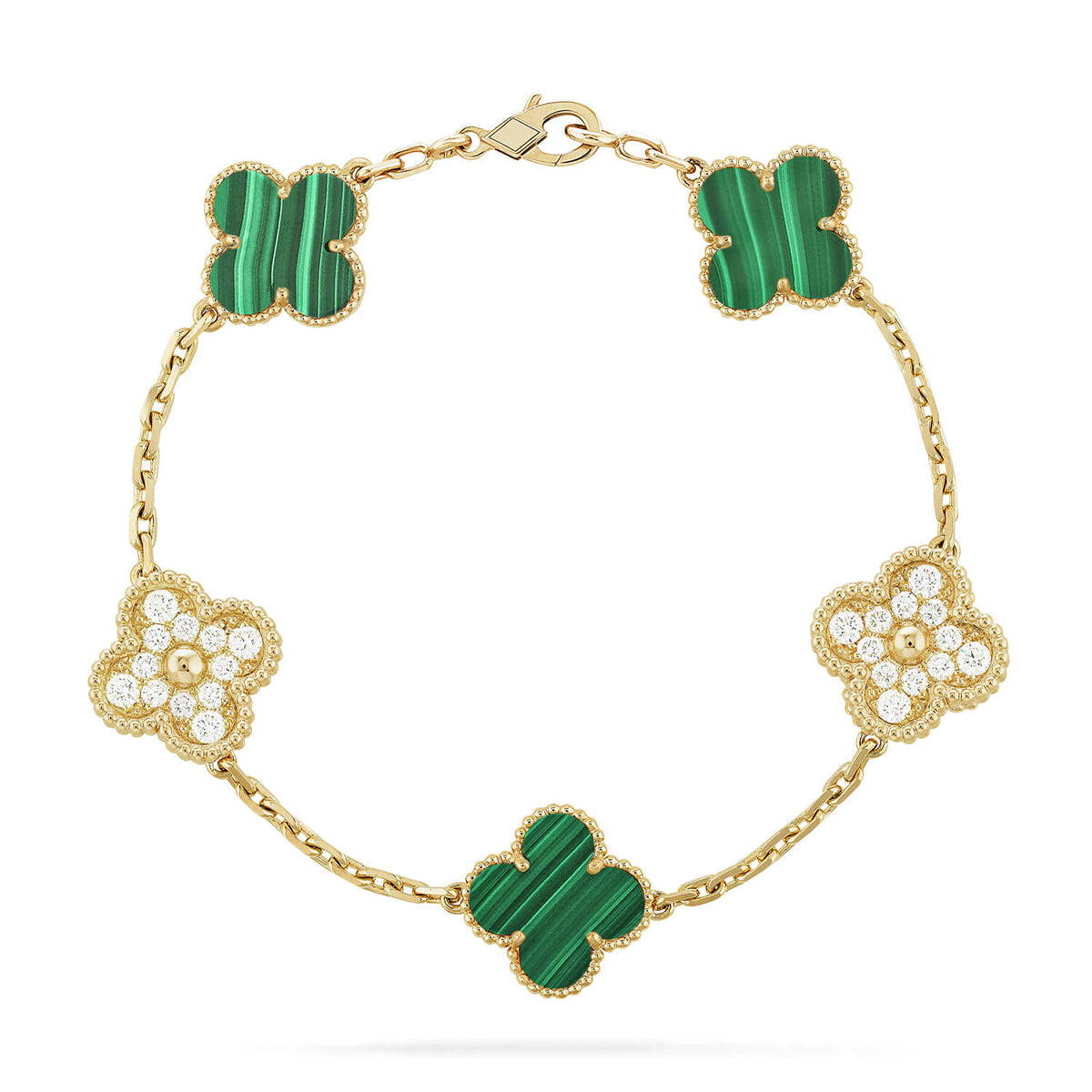 [⭐Shinejoy] CLOVER 5 MOTIF MALACHITE BRACELET COLLECTION