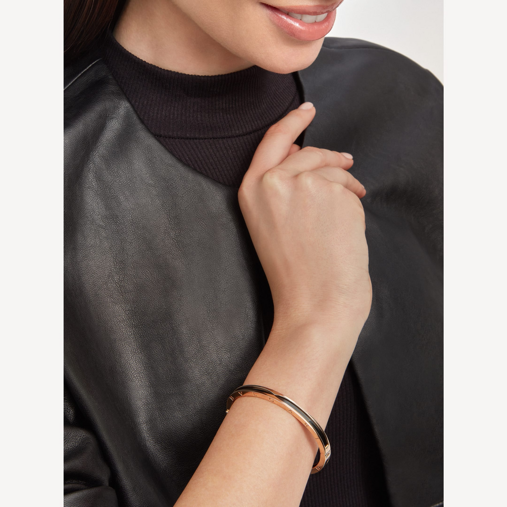 [Shinejoy]ZERO 1 PINK GOLD WITH BLACK CERAMIC BRACELET