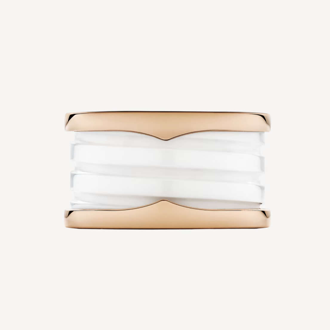 [Shinejoy]ZERO 1 FOUR-BAND LOOPS AND WHITE CERAMIC SPIRAL PINK GOLD RING