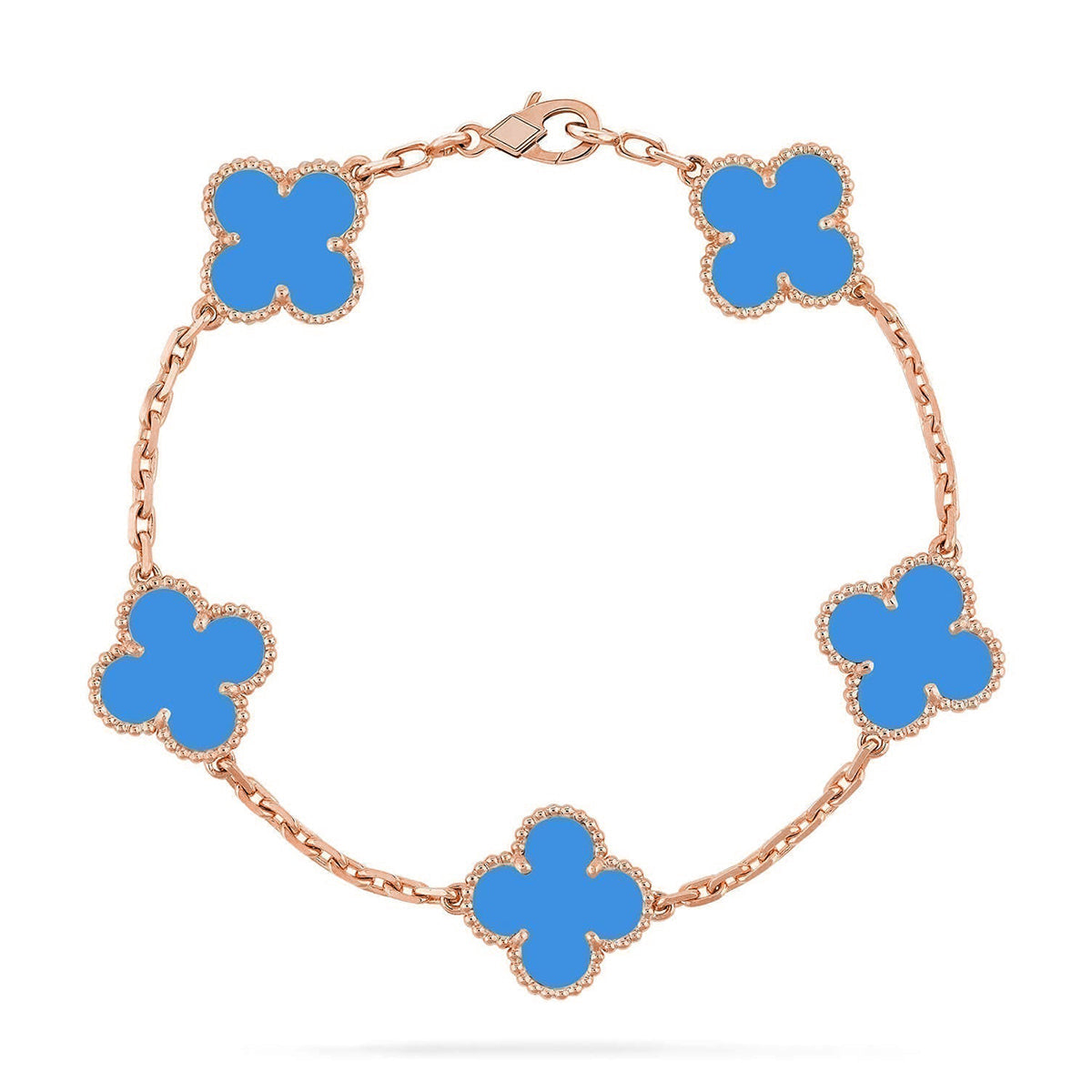 [⭐Shinejoy] CLOVER 5 MOTIF BLUE AGATE BRACELET COLLECTION