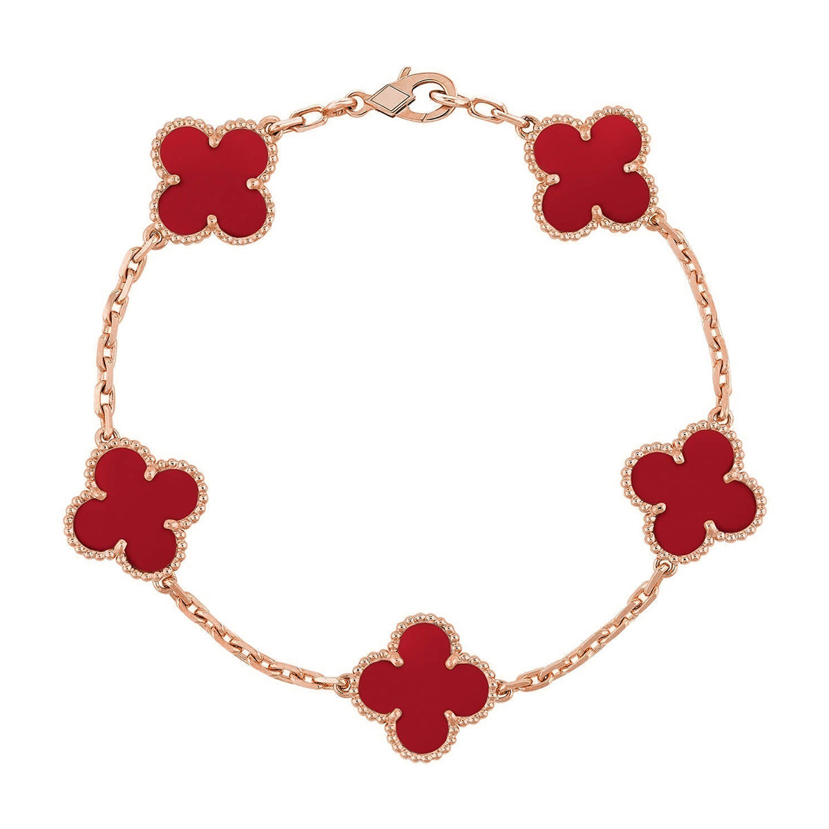 [⭐Shinejoy] CLOVER 5 MOTIF RED CORNELIAN BRACELET COLLECTION