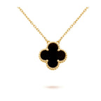 [Shinejoy]CLOVER 15MM BLACK ONYX SINGLE FLOWER NECKLACE