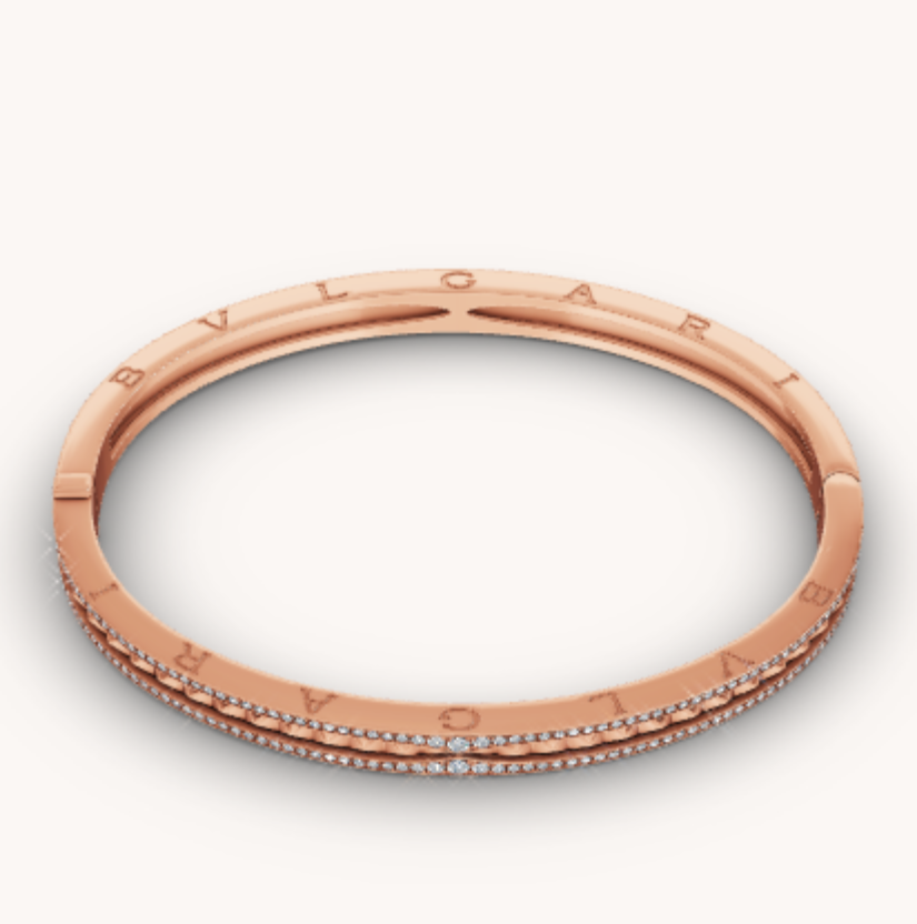 [Shinejoy]ZERO 1 SPIRAL AND PAVED DIAMOND PINK GOLD BRACELET