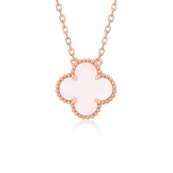 [Shinejoy]CLOVER 15MM PINK MOTHER-OF-PEARL SINGLE FLOWER NECKLACE