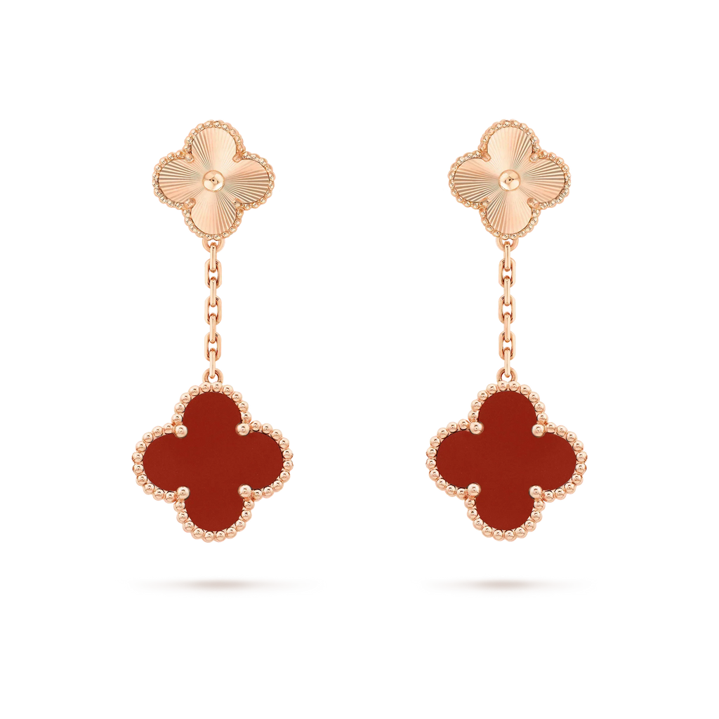 [Shinejoy]CLOVER 2 MOTIF  LASER CARNELIAN EARRINGS