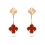 [Shinejoy]CLOVER 2 MOTIF  LASER CARNELIAN EARRINGS