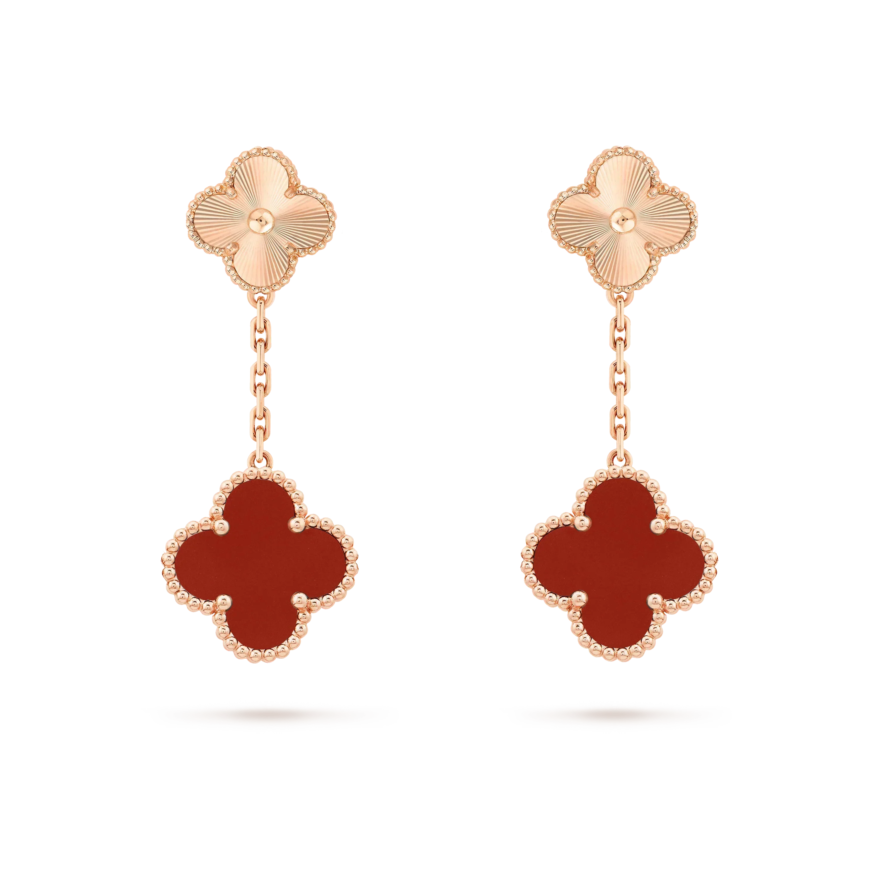 [Shinejoy]CLOVER 2 MOTIF  LASER CARNELIAN EARRINGS