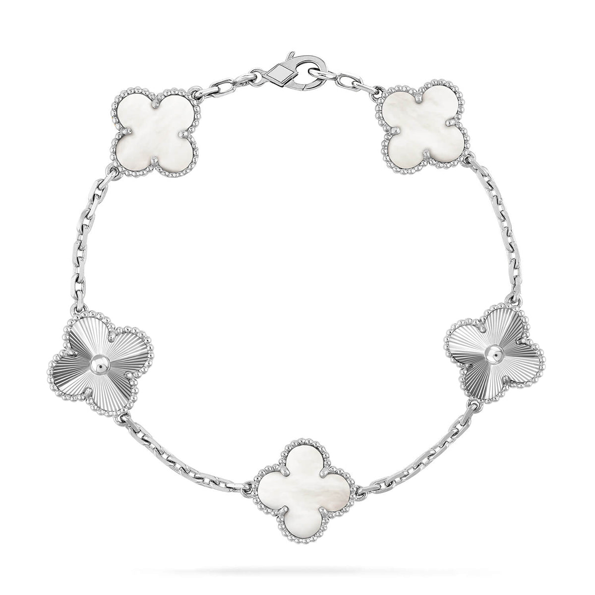 [⭐Shinejoy]CLOVER WHITE PEARL MOP 5 MOTIF BRACELET COLLECTION