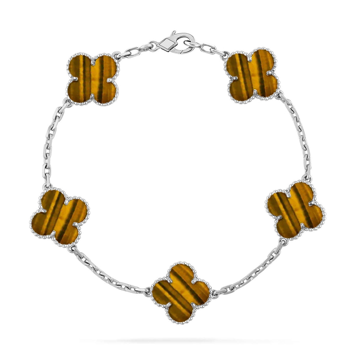[⭐Shinejoy] CLOVER 5 MOTIFS TIGER EYE BRACELET COLLECTION