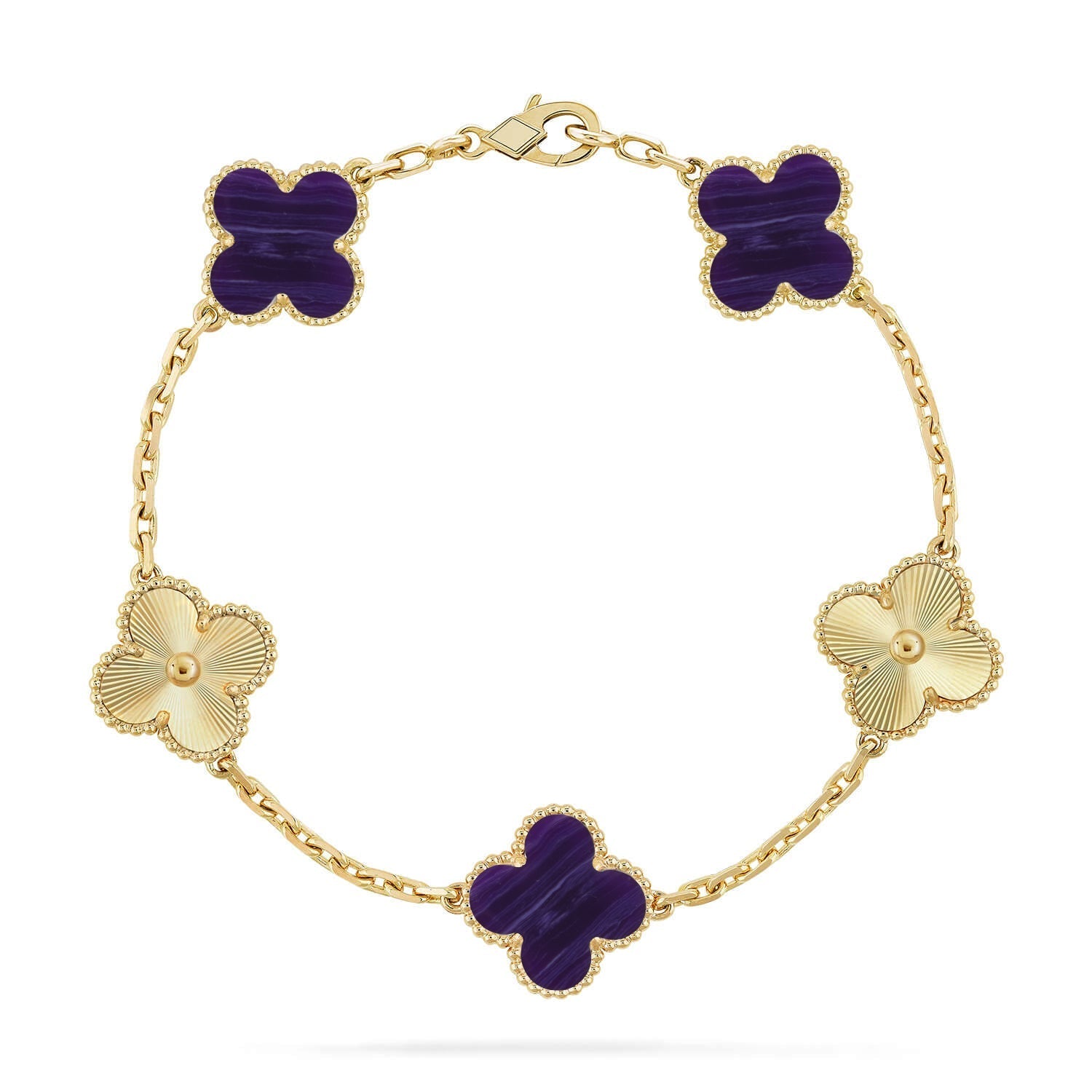 [⭐Shinejoy]CLOVER 5 MOTIF PURPLE STRIPES BRACELET COLLECTION