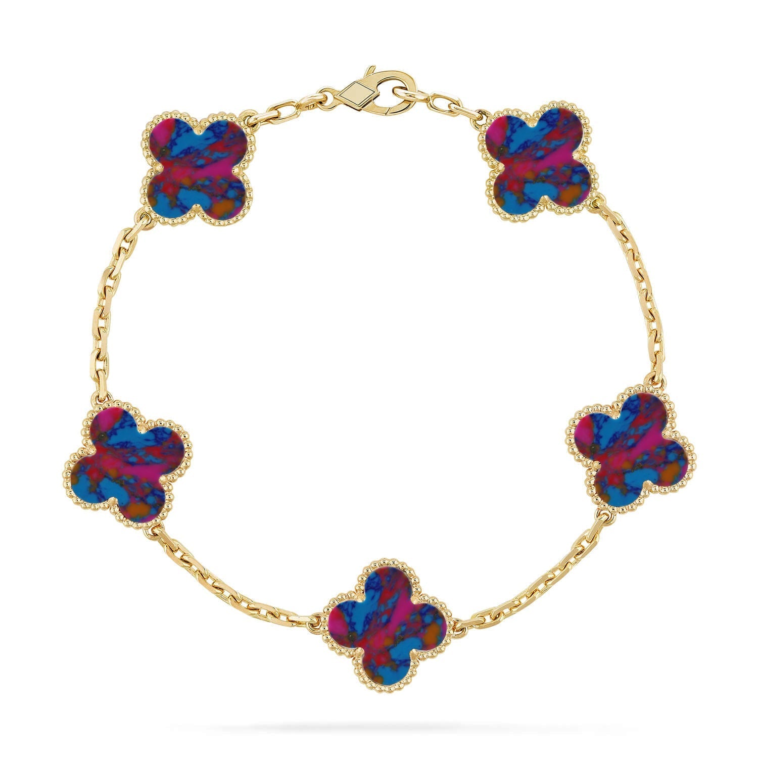 [⭐Shinejoy]CLOVER 5 MOTIF COLOR GEMSTONES BRACELET COLLECTION