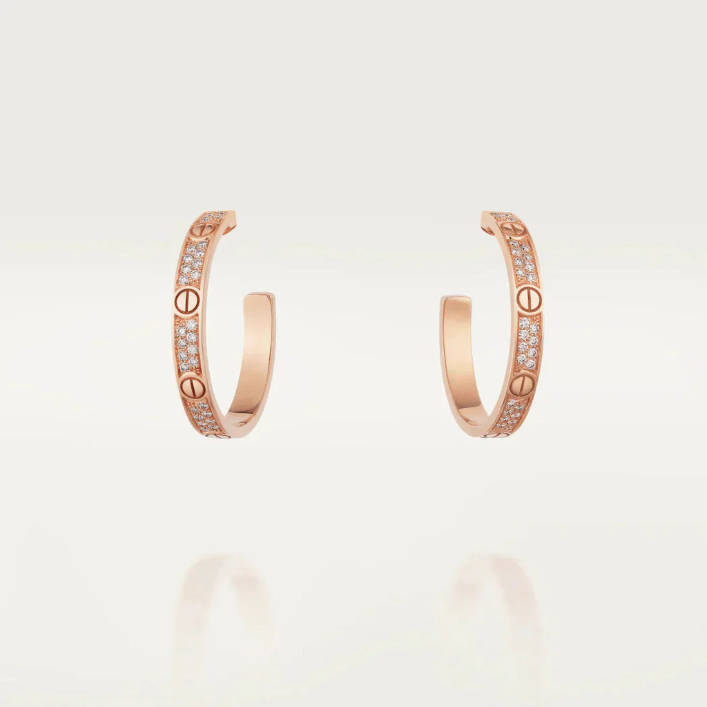 [Shinejoy]LOVE DIAMOND PINK GOLD HOOP EARRINGS