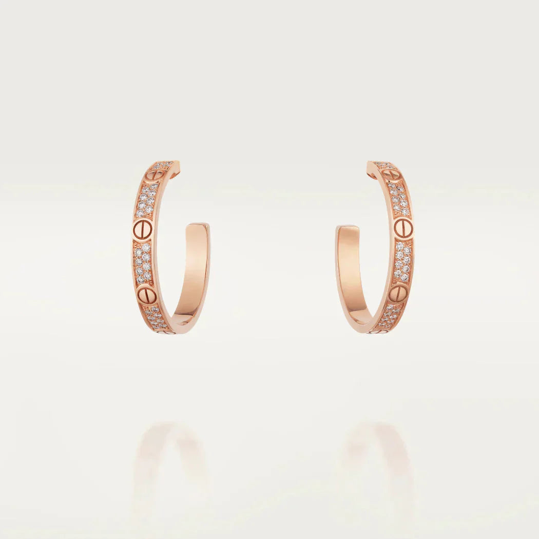 [Shinejoy]LOVE DIAMOND PINK GOLD HOOP EARRINGS