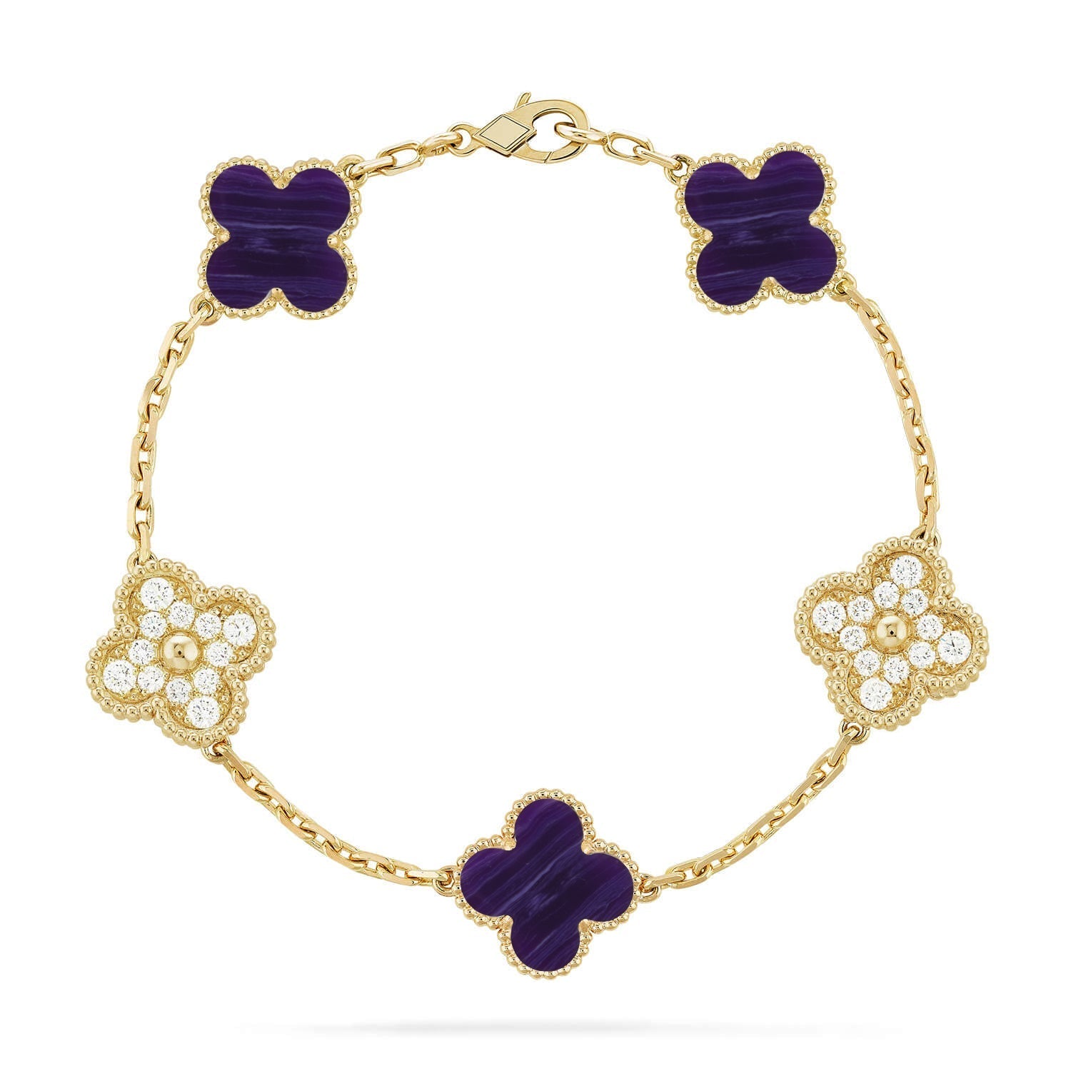 [⭐Shinejoy]CLOVER 5 MOTIF PURPLE STRIPES BRACELET COLLECTION