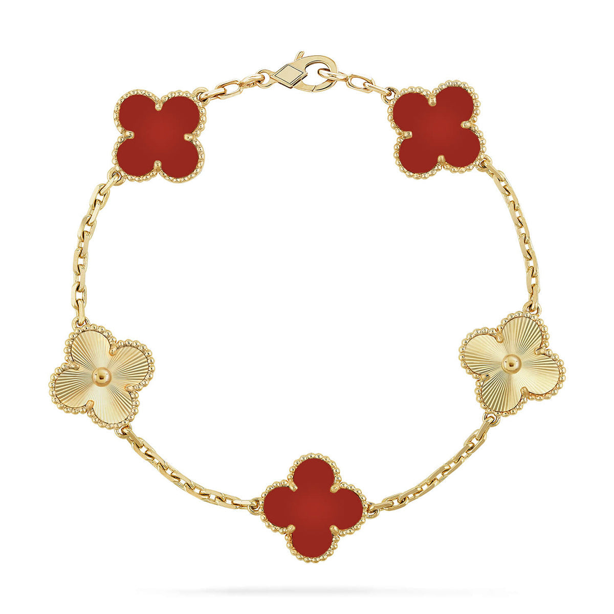 [⭐Shinejoy] CLOVER 5 MOTIF RED CORNELIAN BRACELET COLLECTION