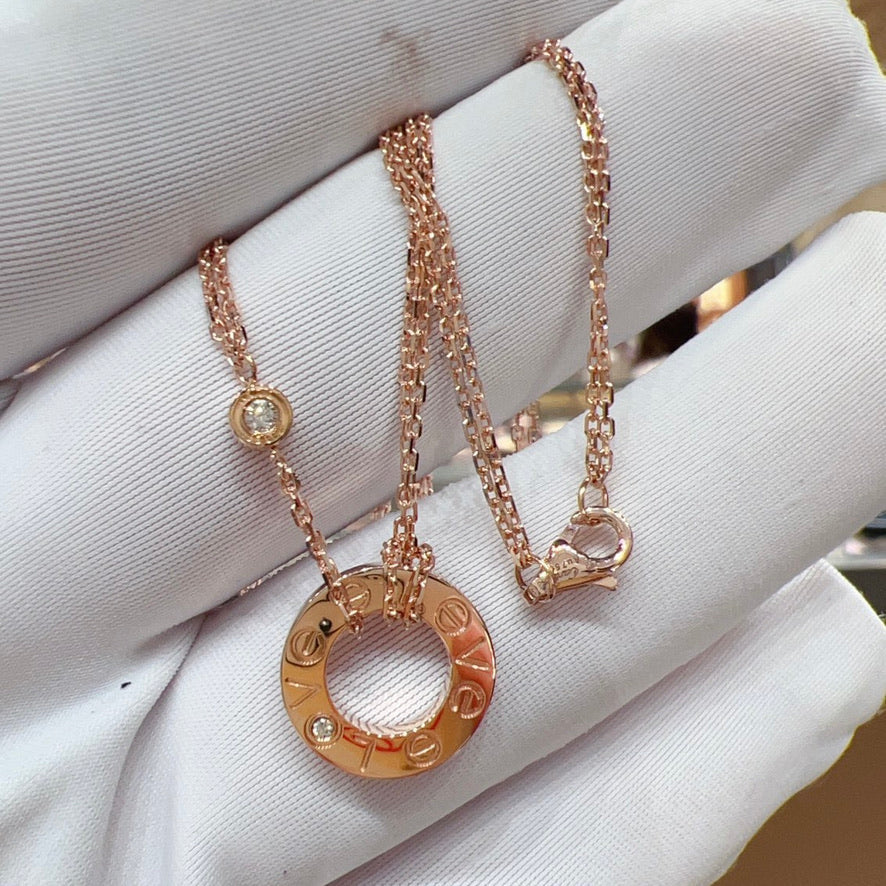 [Shinejoy]LOVE NECKLACE 16MM 2 DIAMONDS