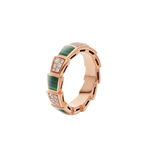 [Shinejoy]SERPENTI RING PINK GOLD MALACHITE DIAMOND PAVED 4MM
