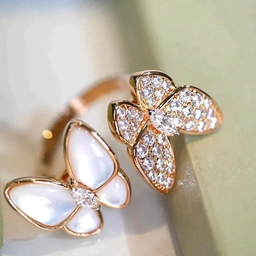 [Shinejoy]TWIN BUTTERFLY DIAMOND MOP RING