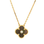 [Shinejoy] COLLIER CLOVER 15 MM DIAMANTS ET NACRE GRISE