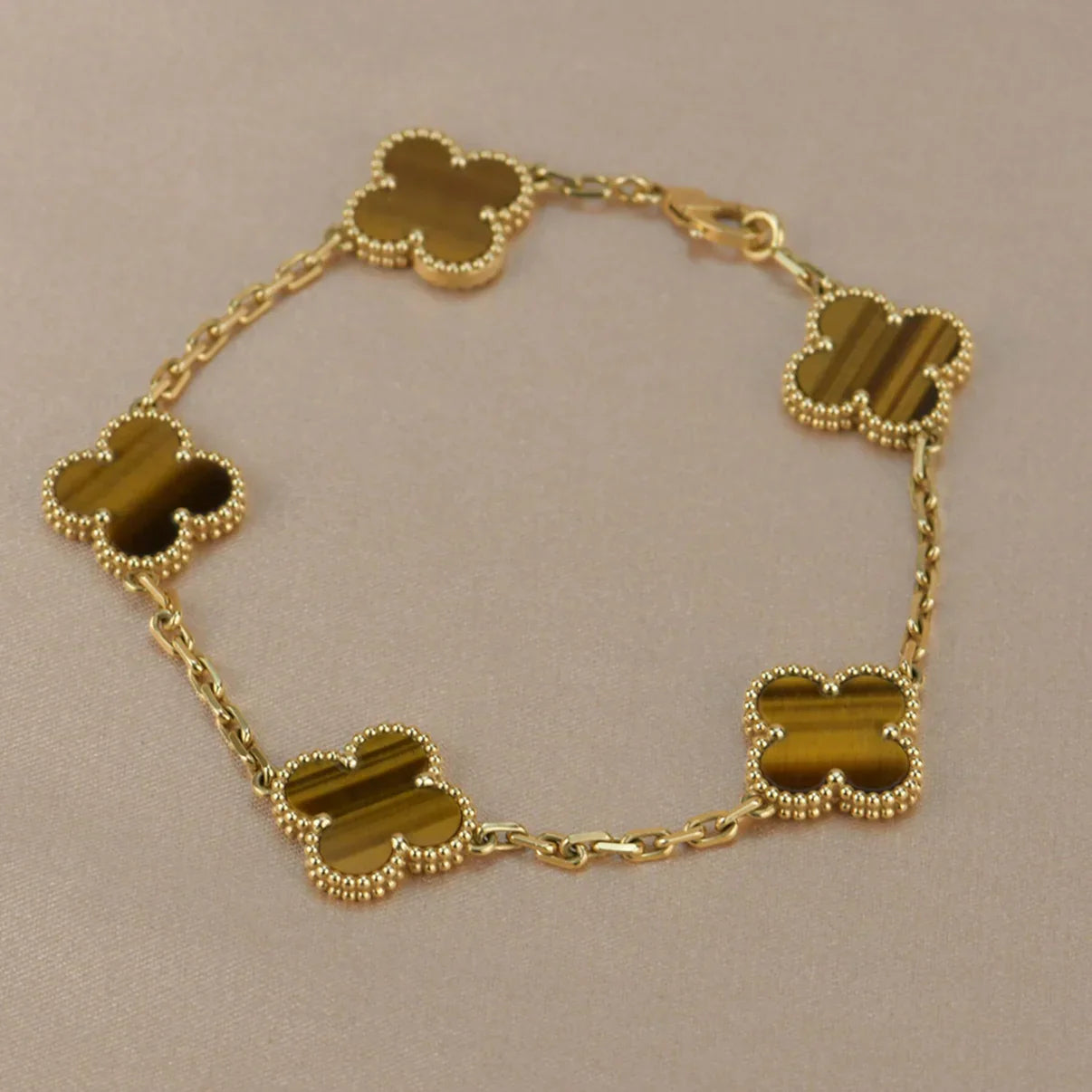 [⭐Shinejoy] CLOVER 5 MOTIFS TIGER EYE BRACELET COLLECTION
