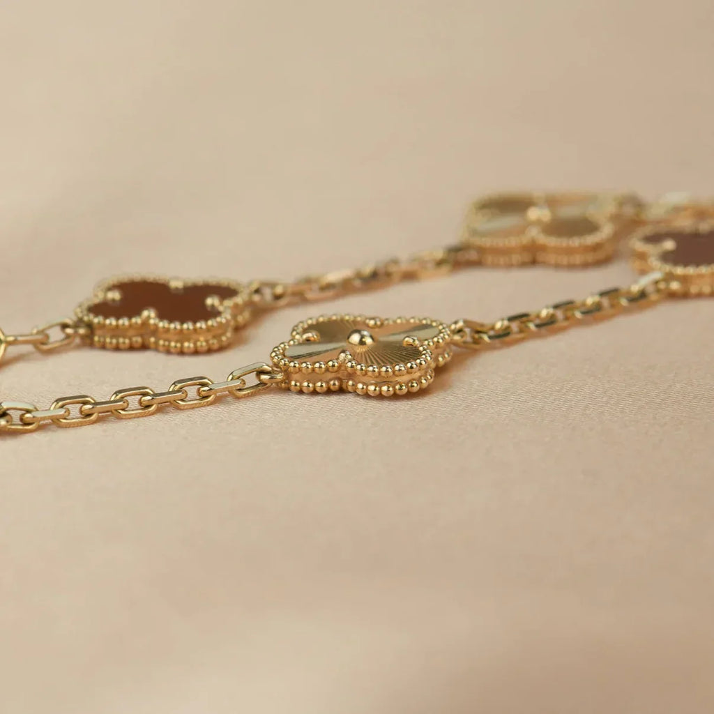 [⭐Shinejoy] COLLECTION DE BRACELETS EN CORNELIENNE ROUGE À MOTIF TRÈFLE 5