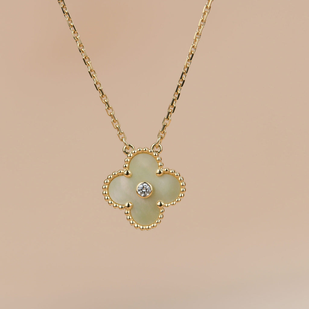 [Shinejoy]CLOVER 15MM DIAMOND GOLD MOTHER OF PEARL NECKLACE