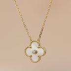 [Shinejoy]CLOVER 15MM DIAMOND GOLD MOTHER OF PEARL NECKLACE