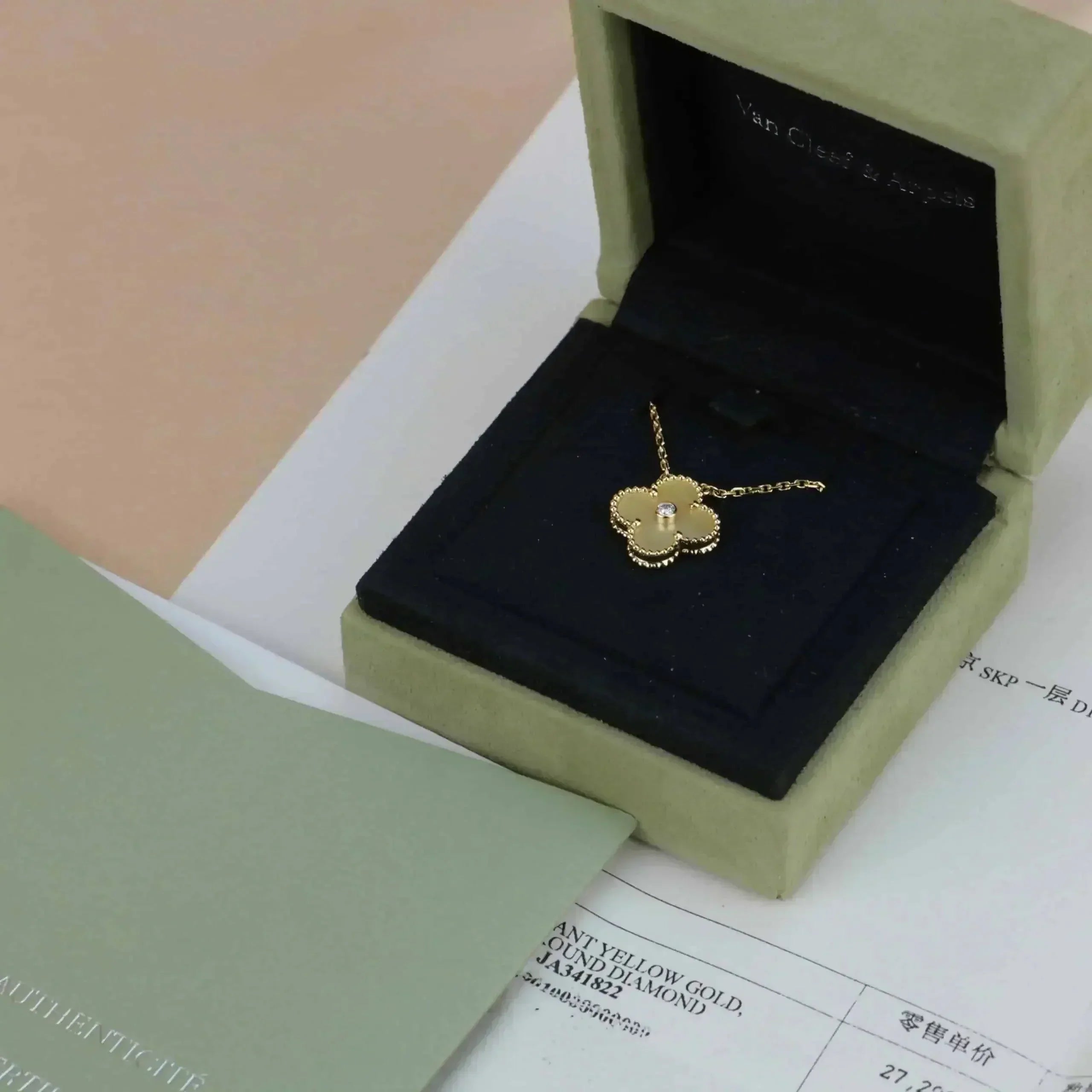 [Shinejoy]CLOVER 15MM DIAMOND GOLD MOTHER OF PEARL NECKLACE