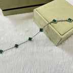 [Shinejoy]CLOVER 6 MOTIF MALACHITE BRACELET-w