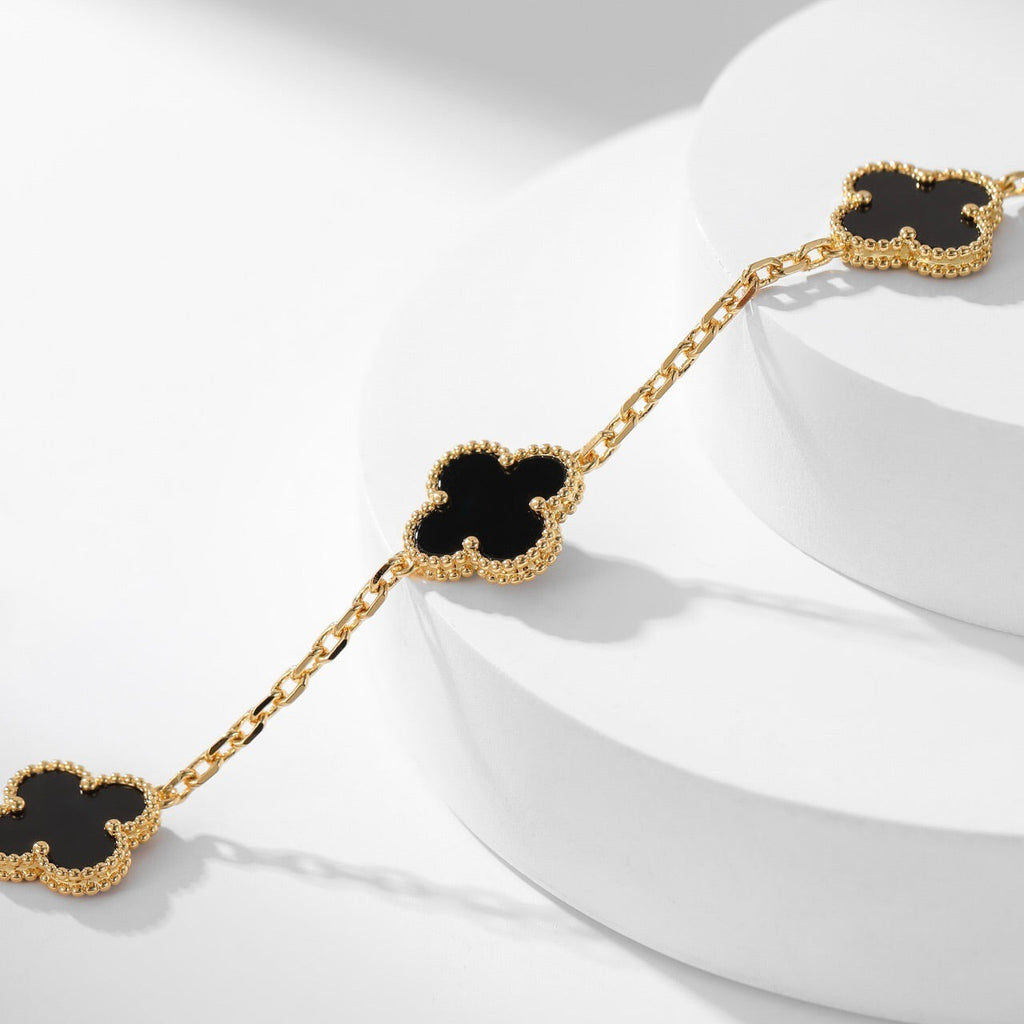 [Shinejoy]CLOVER 10 MOTIFS ONYX NECKLACE