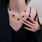 [Shinejoy]CLOVER 10 MOTIFS ONYX NECKLACE