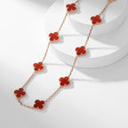 [Shinejoy]CLOVER 10 MOTIFS CARNELIAN NECKLACE