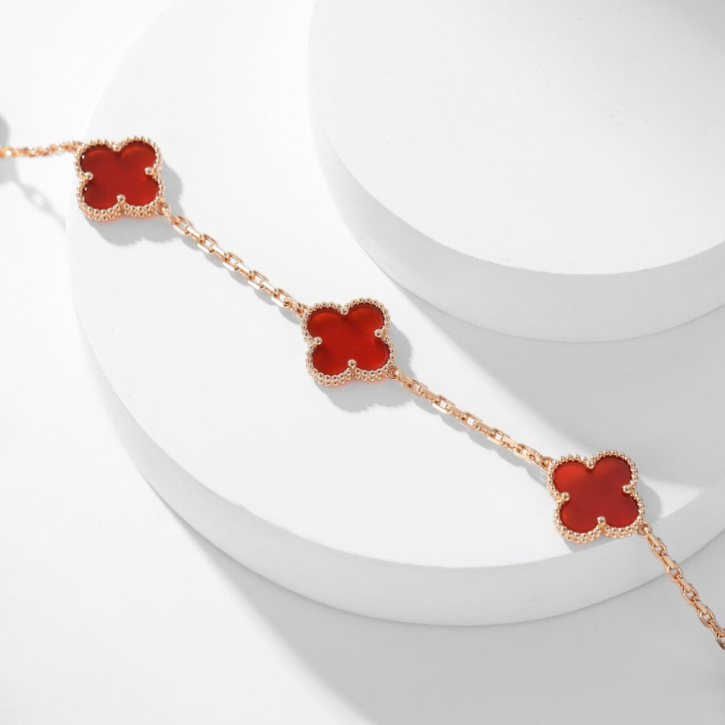 [Shinejoy]CLOVER 10 MOTIFS CARNELIAN NECKLACE