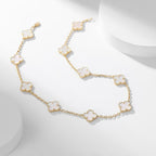 [Shinejoy]CLOVER 10 MOTIFS WHITE MOTHER OF PEARL NECKLACE