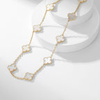 [Shinejoy]CLOVER 10 MOTIFS WHITE MOTHER OF PEARL NECKLACE