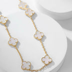 [Shinejoy]CLOVER 10 MOTIFS WHITE MOTHER OF PEARL NECKLACE