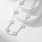 [Shinejoy]CLOVER 10 MOTIFS WHITE MOTHER OF PEARL NECKLACE